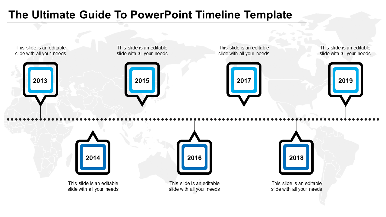 Stunning PowerPoint Timeline Template In Blue Color Slide